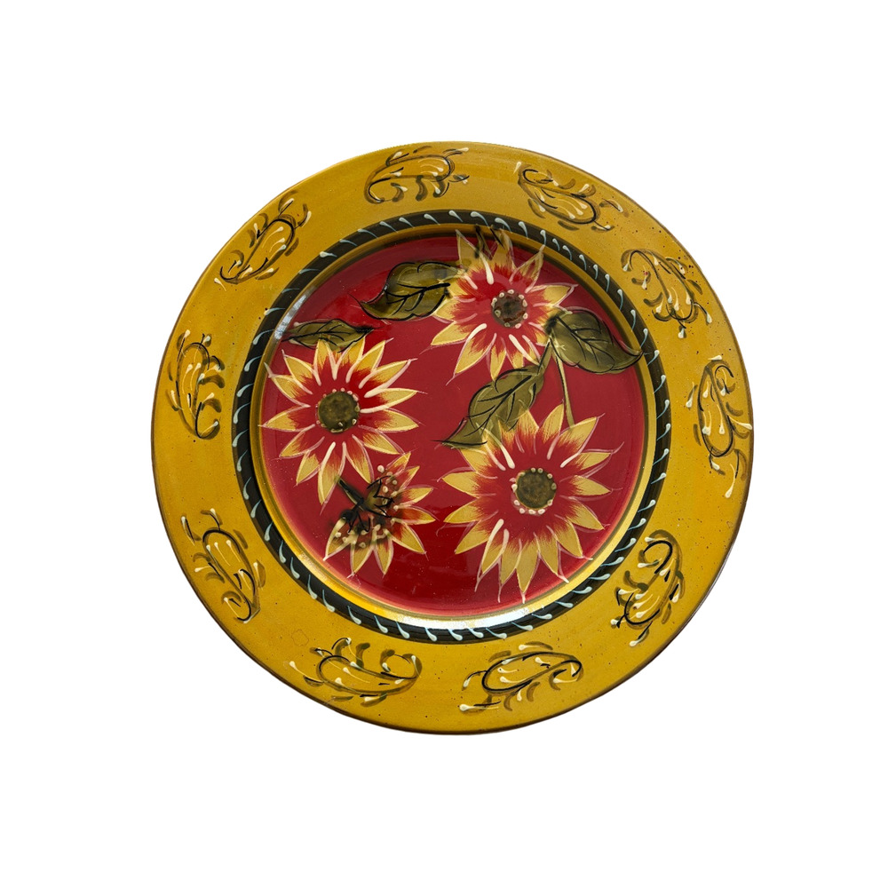 PIER 1 IMPORTS Sunflower Replacement Dinner Plate Hand Painted Terracotta 10.5"